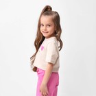 Футболка детская укороченная KAFTAN "Сердечки", р. 32 (110-116 см), бежевый 9596893 - фото 14198758