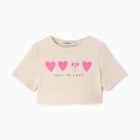 Футболка детская укороченная KAFTAN "Сердечки", р. 32 (110-116 см), бежевый 9596893 - фото 14198761