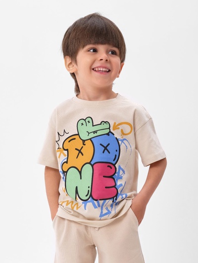 Футболка детская Done, размер 30 (98-104 см), бежевая