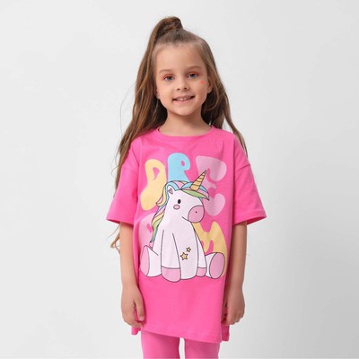 Футболка для девочки KAFTAN «Единорог», ярко-розовая, размер 30 (98-104 см)