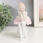 Сувенир керамика "Малышка-балерина в пачке с розовой юбкой на пуфе" 15х10,5х7,5 см - Фото 2