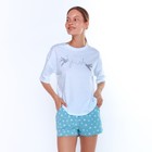 Комплект домашний женский (футболка/шорты), цвет голубой, размер 46 - фото 320690862