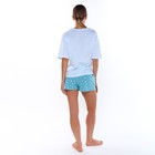 Комплект домашний женский (футболка/шорты), цвет голубой, размер 48 - фото 23335619