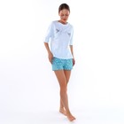 Комплект домашний женский (футболка/шорты), цвет голубой, размер 50 - фото 22326321