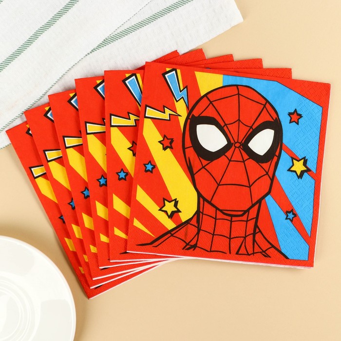 Салфетки бумажные Супермен, 33х33 см, 20 штук, 3-х слойные, Человек-паук