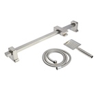 Набор для душа ZEIN S1001, квадратный, стойка, держатель, нержавеющая сталь, сатин - фото 27645400