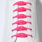 Набор шнурков для обуви, 6 шт, силиконовые, полукруглые, на застёжке, 4 мм, 11 см, цвет розовый - фото 6965783