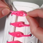 Набор шнурков для обуви, 6 шт, силиконовые, полукруглые, на застёжке, 4 мм, 11 см, цвет розовый - фото 6965781