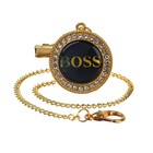 Соска - пустышка силиконовая ортодонтическая M&B «BOSS», от 6 мес., с колпачком, держатель - цепочка, черный/золото, стразы - Фото 4