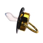 Соска - пустышка силиконовая ортодонтическая M&B «BOSS», от 6 мес., с колпачком, держатель - цепочка, черный/золото, стразы - Фото 6