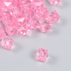 Бусины пластик "Кристалл многогранник. Неоново-розовый" прозрачный набор 20 гр 1х1х1 см - фото 1359450