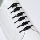 Набор шнурков для обуви, 6 шт, силиконовые, полукруглые, на застёжке, 4 мм, 11 см, цвет чёрный - фото 6965857