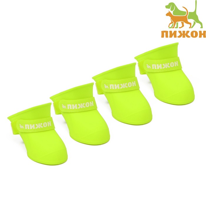 Сапоги резиновые для животных Пижон, набор 4 шт., р-р М (подошва 5×4 см), жёлтые - Фото 1