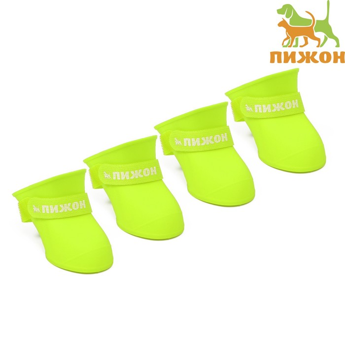 Сапоги резиновые для животных Пижон, набор 4 шт., р-р L (подошва 5.7×4.5 см), жёлтые - Фото 1