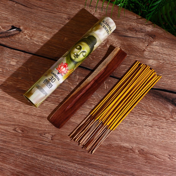 Благовония KARMA BUDDHA, аромапалочки, сандал, набор 30 шт., с подставкой - Фото 1