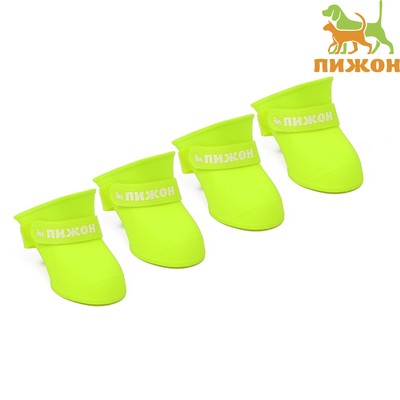 Сапоги резиновые для животных Пижон, набор 4 шт., р-р S (подошва 4×3 см), жёлтые