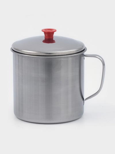 Кружка «Вестерн», 620 мл, с крышкой, нержавеющая сталь, хромированная