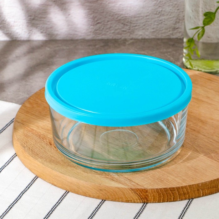 Контейнер с крышкой Aban, 1500 мл, стекло, голубой - Фото 1