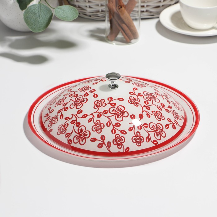 Блинница с крышкой «Аури», бело-красная, d=26,5 см - Фото 1