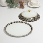 Блинница с крышкой «Лоретта», черно-белая с золотом, d=26,5 см - фото 24712995