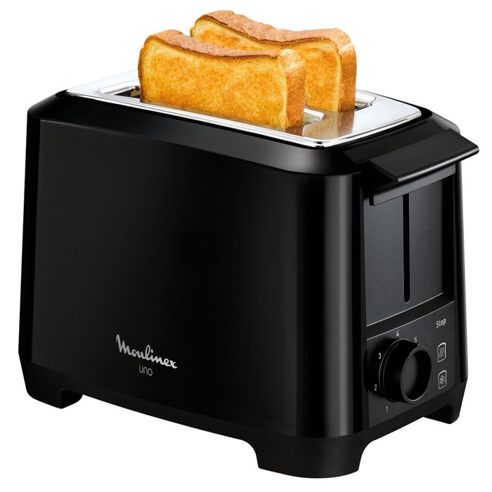 Тостер Moulinex LT140811, 800 Вт, 7 режимов прожарки, 2 тоста, функция разморозки, чёрный - Фото 1