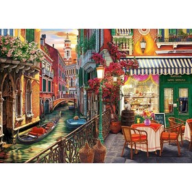 Холст с красками 40 × 50 см, по номерам «Тихое речное кафе»