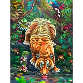 Холст с красками 40 × 50 см, по номерам «Хищник на водопое»