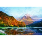 Холст с красками 40 × 50 см «Осенняя река на закате» - фото 10608154