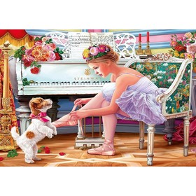 Холст с красками 40 × 50 см, по номерам «Балерина и щенок»