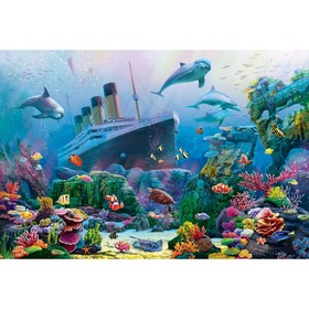 Холст с красками 30 × 40 см, «Корабль на дне океана» 19 цветов