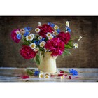 Холст с красками 30 × 40 см, по номерам «Садовые цветы в чайничке» - фото 10608238