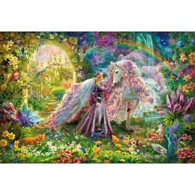 Холст с красками 30 × 40 см, 18 цв. «Принцесса и единорог в сказочном лесу»