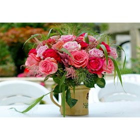 Холст с красками 30 × 40 см, по номерам, 20 цв. «Цветочная композиция с розами в кружке»