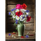 Холст с красками 30 × 40 см, по номерам, 20 цв. «Полевые цветы в зелёной вазе» - фото 10608310