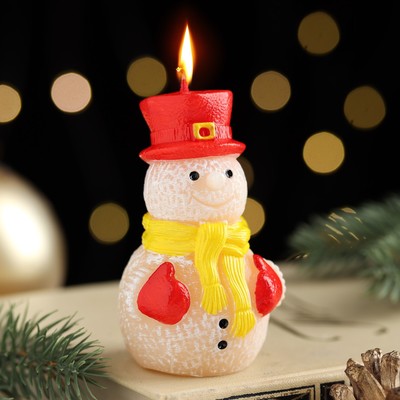 Свеча декоративная "Игрушечный снеговик", 4,9х4,х8 см