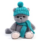 Мягкая игрушка «Кот Шанти», с шапкой и шарфом - фото 4650346