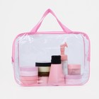 Косметичка на молнии, с ручками, цвет прозрачный/розовый - Фото 4