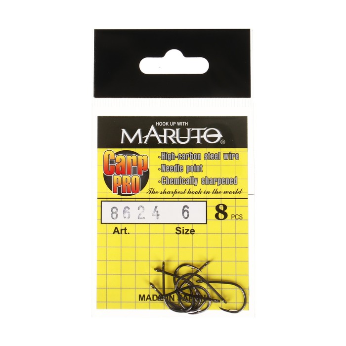 

Крючки карповые Maruto 8624, цвет BN, №6 Carp Pro, 8 шт.