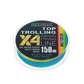 Шнур Akara Top Trolling, диаметр 0.25 мм, тест 18 кг, 150 м, мультиколор