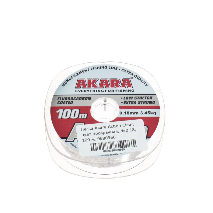 Леска Akara Action Clear, диаметр 0.18 мм, тест 3.45 кг, 100 м, прозрачная - Фото 1