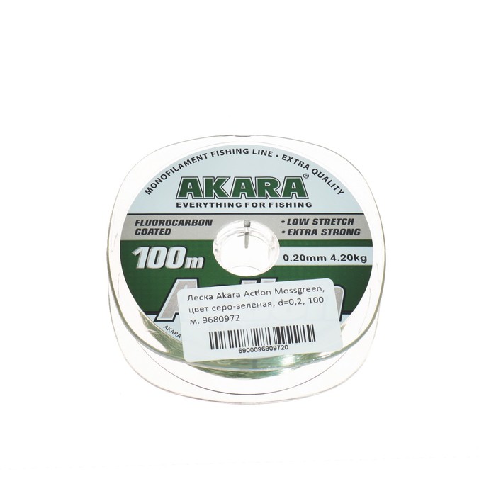 Леска Akara Action Mossgreen, диаметр 0.2 мм, тест 4.2 кг, 100 м, серо-зеленая - Фото 1