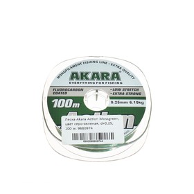 Леска Akara Action Mossgreen, диаметр 0.25 мм, тест 6.1 кг, 100 м, серо-зеленая 9680974