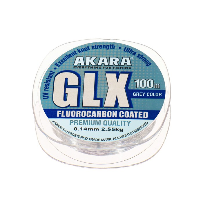 Леска Akara GLX Premium Grey, диаметр 0.14 мм, тест 2.3 кг, 100 м, серая