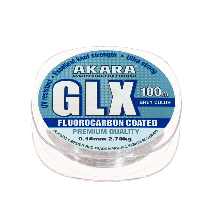 Леска Akara GLX Premium Grey, диаметр 0.16 мм, тест 2.6 кг, 100 м, серая