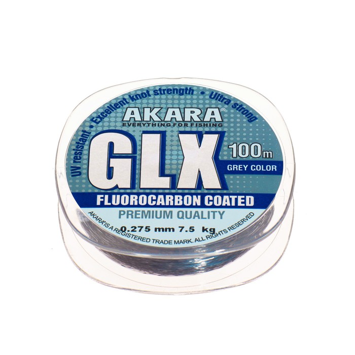 Леска Akara GLX Premium Grey, диаметр 0.275 мм, тест 7.4 кг, 100 м, серая