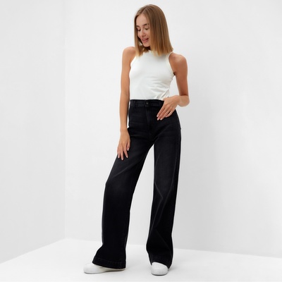 Джинсы женские палаццо MINAKU SLIM FIT, размер 42 (рост 168 см), чёрные