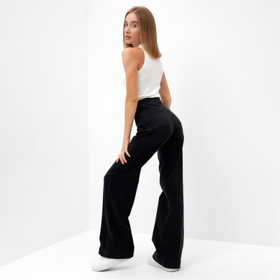 Джинсы женские палаццо MINAKU SLIM FIT, размер 42 (рост 168 см), чёрные