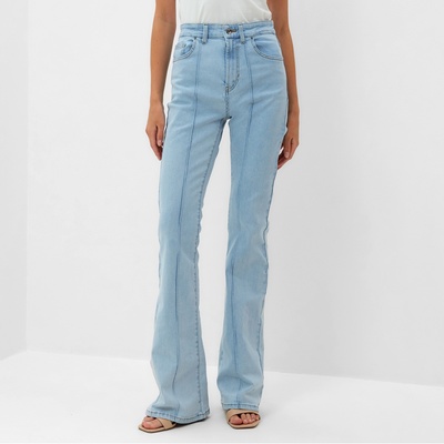 Джинсы женские клёш со стрелкой MINAKU: Jeans Collection, размер 40, голубые