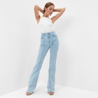Джинсы женские клёш со стрелкой MINAKU: Jeans Collection, размер 44, голубые - Фото 7