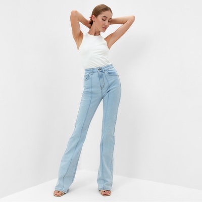 Джинсы женские клёш со стрелкой MINAKU: Jeans Collection, размер 46, голубые